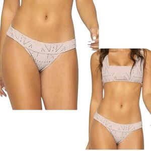 PilyQ Blush Crochet Thick Banded Brazilian Bikini sz L